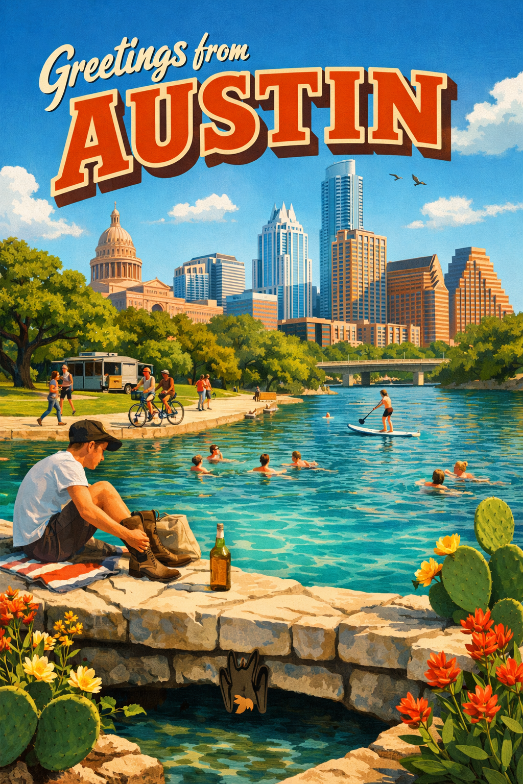 Maple app showing a travel postcard